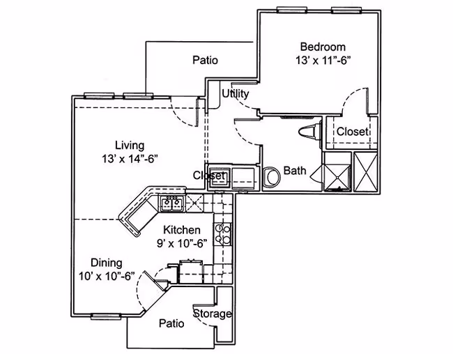 One Bedroom 2802 floor plan